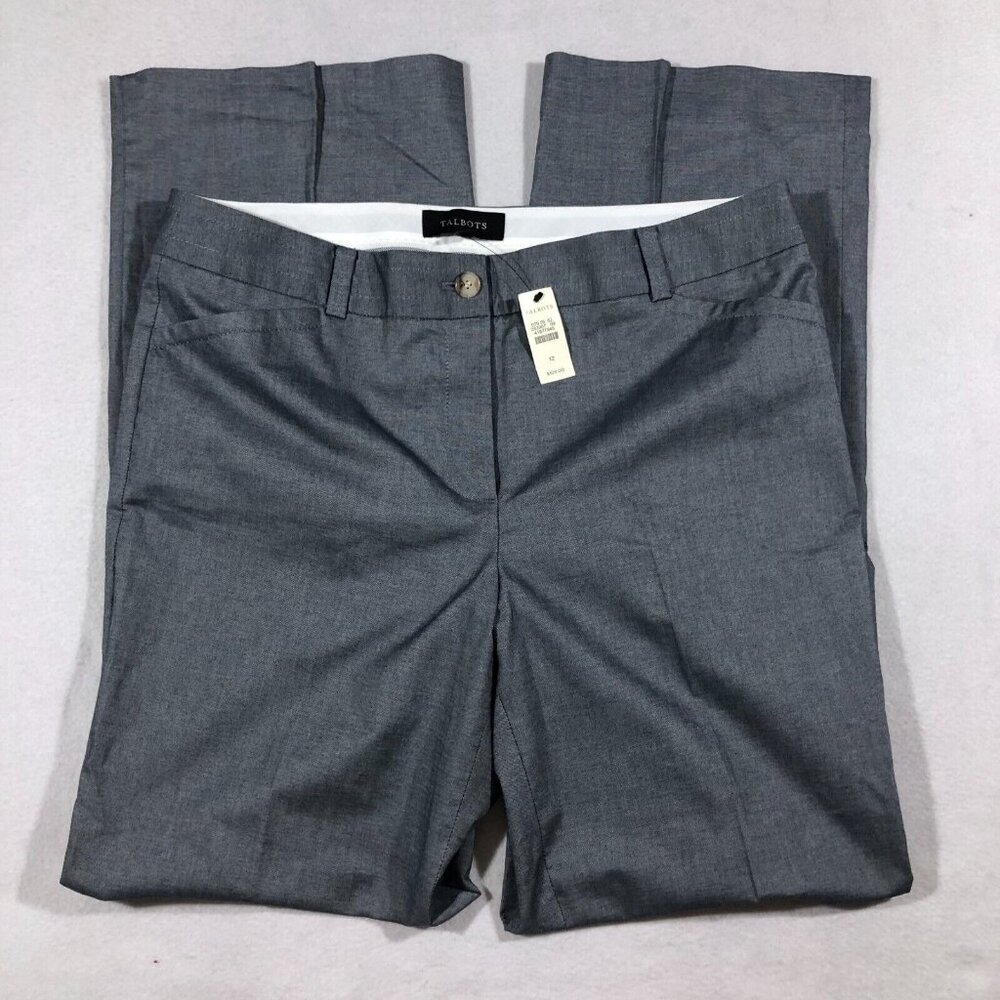 Talbots Pants Womens 12 Gray Straight Leg Dress Pants Work Career NEW $109